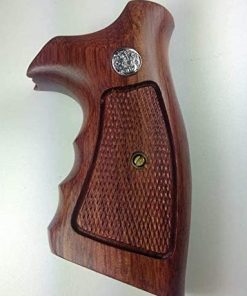 BMPL Hardwood K/L Frame Round Butt Handgun Grips Revolver Finger Groove Checkered MP Handmade Handcraft Checkered Deluxe Classic #KR0991