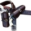 Western Leather Double Gun Holster Belt – Hand-Crafted Cowboy Revolver Pistol Rig in Rich Brown