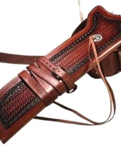 Authentic Handmade Leather Mares Leg Ranch Hand Holster .44 .45 ACP (12MM) + Cartridge Belt