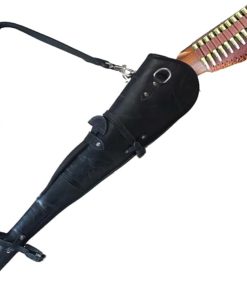 Western Hardwax Leather Shotgun Case Gun Cover 33 Inch Leather Rifle Scabbard with Adjustable Shoulder Strap (Vintage Black)