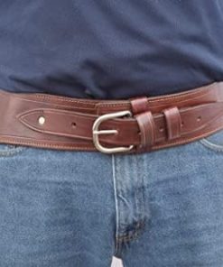 Western Gun Belt with drop down holster – 22 caliber – chocolate – sizes are for hip size 2