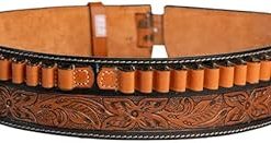 Hulara Full Grain Buff Leather 45 Colt Cartridge Belt with Cowboy Holsters for 4.75″ and 5.5″ Ammo Belt 2