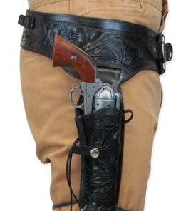 Western Dual Gun Belt Holster, Vintage Revolver Double Holster Belt Cowboy Adjustable Belt Leather Gun Cover for Cosplay Gear 2