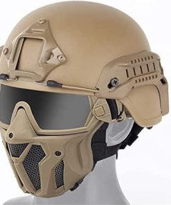 PJ Tactical Helmet and Full Face Protective Mask, with Detachable Anti-Fog Goggles, Suitable for Outdoor Paintball Shooting CS Game