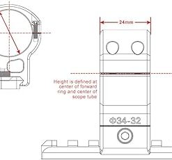 Sunwayfoto SP-3432 Set of 2 Scope Rings 34mm Tall 32mm Diameter Picatinny Rail Compatible for Telescopic Sights 2