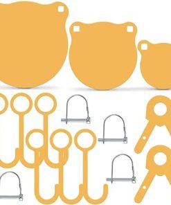 Ar500 Steel Shooting Targets 3/8″ Gong Targets Hanging Kit – Laser Cut Including 3 Pcs 4”/6”/8” 6 Pcs Hanging Hooks 4 Pcs Lock Pins 2 Pcs Leg Brackets Yellow (Yellow-Circular-kit)