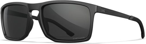 Wiley X WX Axe Sunglasses Safety Glasses for Men Shatterproof UV Eye Protection for Combat, Shooting Captivate Polarized Grey Lenses Matte Black Frames