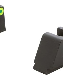 AMERIGLO Optic Compatible Sight Set for Glock – 4XL Tall Green Tritium LumiGreen Outline .385″ Front, Flat Black .480″ Rear