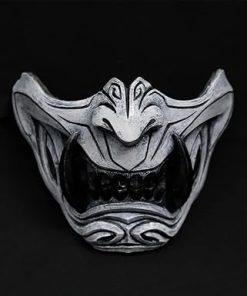 Half Face Samurai Mask Oni Mempo Japanese Ronin Demon Noh for Airsoft Paintball BB Gun Motorcycle White Joker KKD KK32
