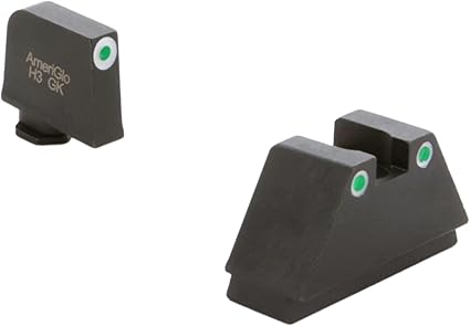 AMERIGLO Optic Compatible Sight Set for Glock – 3XL Tall Set Green Green Tritium 3 dot Sight Set White Outlines .365″ F .451″ R