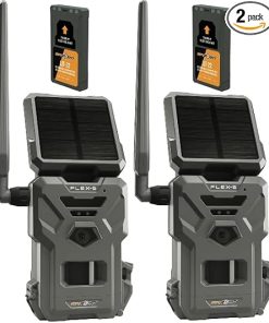SPYPOINT Flex-S Solar Cellular Trail Camera, Integrated Solar Panel, On-Demand Capable, LTE Connectivity, 100-foot Flash/Detection Range with LIT-22 Rechargeable Batteries Option (2 Pack)