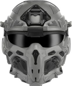 3 in 1 Airsoft Full Face Mask Tactical Helmet, Built-in Communication Headset, Anti-Fog Fan, Replaceable Lens CS Game Helmet 2