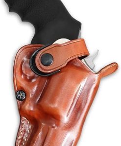 Premium Leather Three Slot Belt Holster with Retention Strap Fits S&W N-Frame .44 Model 629 Classic Full Underlug 3″ Barrel, R/H Draw, Brown Color #1486#