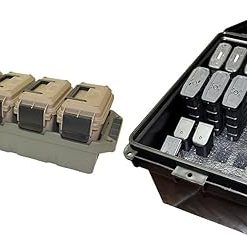 MTM Ammo Crate Mini & Mag Can, 5-Can Stackable, Multi-Caliber Ammo Storage, 223/5.56 & 9mm-45 ACP Magazines, Black, Polypropylene