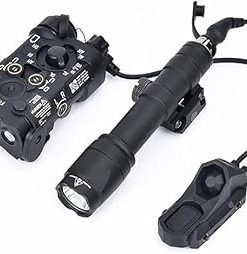 PEQ-15/DABL-A2/NAGL/Red/Green Powerful Laser Dot IR Indicator Sight with M300A/M600C Flashlight & Dual Control Remote Pressure Button Switch，600 Lumen White LED Tactics Scout Torch Lights