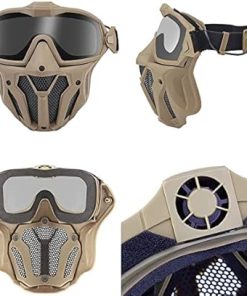 Tactical Airsoft PJ Helmet and Full Face Protection Air Gun Mask,with Detachable Anti-Fog Goggles for Air Gun Paintball CS Game 2