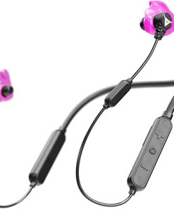 Decibullz Safe + Sound Wireless Bluetooth Headphone & Decibullz Custom Molded Earplugs, Comfortable Hearing Protection for Shooting, Hunting, Travel, Work, & Concerts (Pink)
