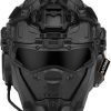 Airsoft Helmet, All-in-One Design Built-in Detachable Tactical Headset Anti-Fog Fan Shade Sliding Goggles,Paintball CS Cosplay Helmet