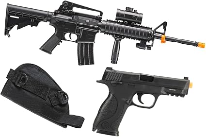 GoldenBall Airsoft M4 AEG Rifle with 1911 Spring Pistol Heavyweight Metal Slide (Holster Included) GoldenBall Airsoft M4 AEG Rifle with 1911 Spring Pistol Heavyweight Metal Slide (Holster Included)
