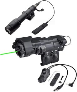 Metal ML C1+ Box Laser Sight(with IR+Red/Green/Blue Laser+IR Fill Light+220 Lumens LED Flashlight),&M600C Strong Flashlight,&Modular Remote Pressure Switch(SF+2.5 Plug) Combo,Black