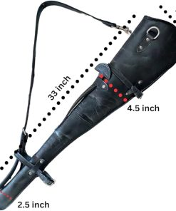 Western Hardwax Leather Shotgun Case Gun Cover 33 Inch Leather Rifle Scabbard with Adjustable Shoulder Strap (Vintage Black) 2
