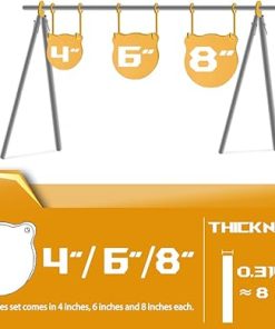 Ar500 Steel Shooting Targets 3/8″ Gong Targets Hanging Kit – Laser Cut Including 3 Pcs 4”/6”/8” 6 Pcs Hanging Hooks 4 Pcs Lock Pins 2 Pcs Leg Brackets Yellow (Yellow-Circular-kit) 2