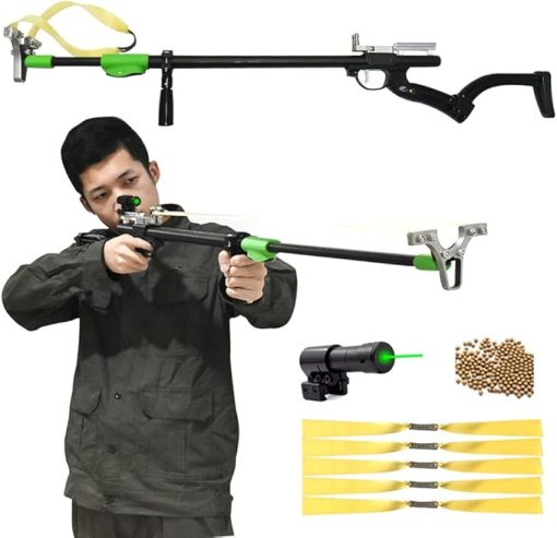 slingshots for Adults, Professional Slingshot Rifle for Hunting Telescopic Rod Laser Slingshot with 5 Replacement Bands, high Power Slingshot Catapult for Competition Practice