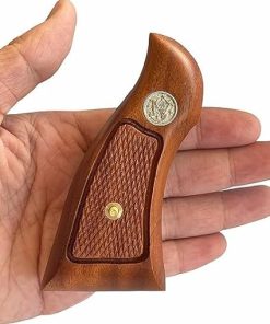 BMPL Hardwood K/L K Frame Square Butt Revolver Grips Finger Groove Checkered Handmade Handcraft Deluxe #KS897