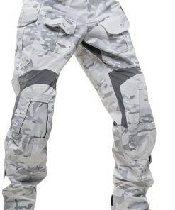 Outdoor G3 Tactical Pants with Knee Pads, Lightweight Multifunctional Combat Bottoms for Outdoor Sports (Snow Camo)