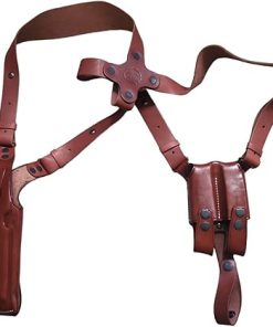 Leather Shoulder Holster System Compatible with Glock 17, Glock 19 and More, Glock 22/23/31/32/34 – Vertical Concealed Carry with Double Mag Pouch, Right Handed Over The Shoulder Holster