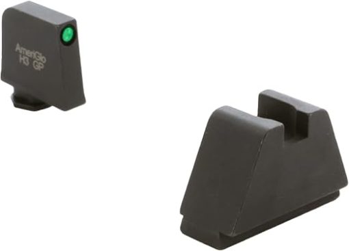 AMERIGLO Optic Compatible Sight Set for Glock - 5XL Tall Green Tritium Black Outline .407" Front, Flat Black .507" Rear