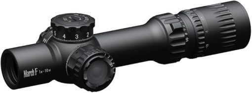 March F Tactical Shorty 1-10x24mm 0.1MIL Illuminated Riflescope, Dual Focal Plane, DR-1 Reticle, Compact Design, Argon Gas Filled (D10SV24FDIML-P-DR-1)