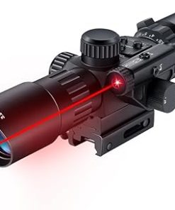 Beileshi 2.5-10×40 Red Green Illuminated Tactical Rifle Scope Crossbow Scope with Red Laser Combo Less Than 5mW Output