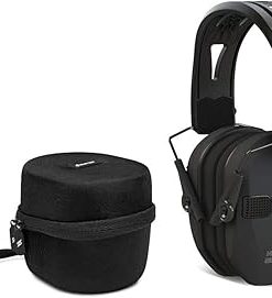 Walker’s Razor Tacti-Grip with Rubber Headband (Black) Bundle with Hearing Protection Case