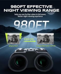 Night Vision Goggles,Night Vision Binoculars Head Mounted 980FT Long Range Compatible with Tactical Helmet 850NM Infrared,3MP Photo 4K HD Video,8X Digital Zoom for Adults Camping Bird Watching 2