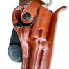 Premium Leather Paddle OWB Revolver Holster with Retention Strap Fits Colt Python 357 Magnum Revolver 4.25″, Right Hand Draw, Brown Color #1304#