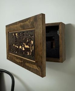 Decorative Deer Scene Wall-Mounted Secure Hidden Gun Cabinet – Concealed Gun Safe To Securely Store Your Gun & Home Self Defense Gear 2