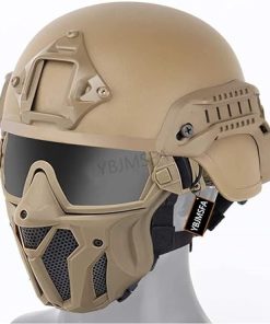 Tactical Airsoft PJ Helmet and Full Face Protection Air Gun Mask,with Detachable Anti-Fog Goggles for Air Gun Paintball CS Game