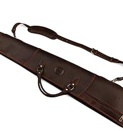 TOURBON Leather Gun Case for Rifles Shotgun, 52 inches Rifle Bag with Pocket, Padded Shotgun Slip with Shoulder Strap