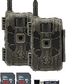 Stealth Cam 40MP Deceptor Max Cellular Trail Camera with 0.4-Second Trigger Speed (2-Pack) Bundle with 32GB Memory Card (2-Pack) and 4-in-1 Card Reader (4 Items)