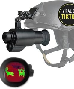 Fusion Thermal Vision & Digital Night Vision Goggle – Head & Helmet Mounted, Wide Viewing, 1x Lens, USB Rechargeable Infrared Thermal Heat Monocular NVG for CQB Airsoft, Tactical Training Tool/Toy