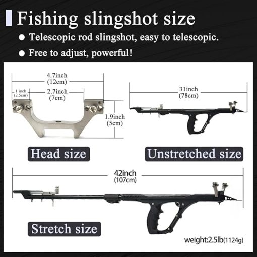 Fishing Slingshots for Adults, High Precision Telescopic Rod Slingshots for Hunting, Multifunctional Professional Slingshot Rifle for Hunting Slingshot Catapult with Rubber Bands - Image 2