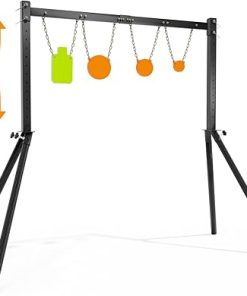 Steel Target Stand for AR500 Shooting Target Complete Kit 3/8″ Thick 4” 6” 8” 7”x 12” Silhouette Target Gong Target Outdoor Target Stand Kit 35-63in Height Adjustment