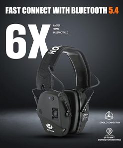 Upgrade Bluetooth 5.4 Shooting Ear Protection with Sound Amplify Electronic Digital Safety Ear Muffs Slim Hearing Protector for Shooting Hunting Gun Range (Black) 2