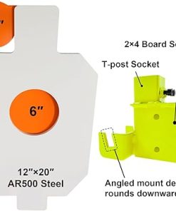Highwild AR500 Steel Hostage Target 12″ x 20″ x 1/2″ Armored Steel Bullseye Reactive IDPA Shooting Target with 2X4 T-Post Bracket 2