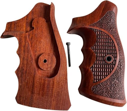 Handmade reproductive Padauk Wood Grips Compatible with Taauuruss Tracker/Judge 17 44 415 425 450 617 627 692, Compact Frame, Diamond Cross/Rough Engraved #TK6 - Image 2