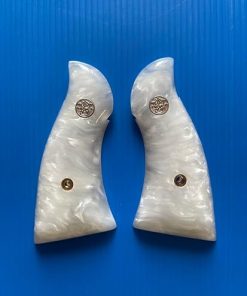 BMPL Resin Polyester K/L Frame Square Butt Revolver Handgun Grips Finger Groove Checkered Handcraft Handmade Deluxe White #KS043