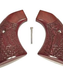-Rosewood Celtic Cross Ruger Vaquero/Blackhawk/Wrangler Grips Checkered Engraved Textured
