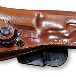 Premium Leather Paddle OWB Revolver Holster with Retention Strap Fits Uberti 1849, 31 Cal Pocket Black Powder Revolver 4” Octagonal Barrel, Right Hand Draw, Brown Color #1591# 2
