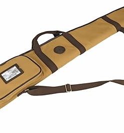 TOURBON Canvas Leather Rifle Bag 46 inch with Pocket, Soft Gun Case for 52″ Shotgun with Adjustable Shoulder Strap, Padded Lining